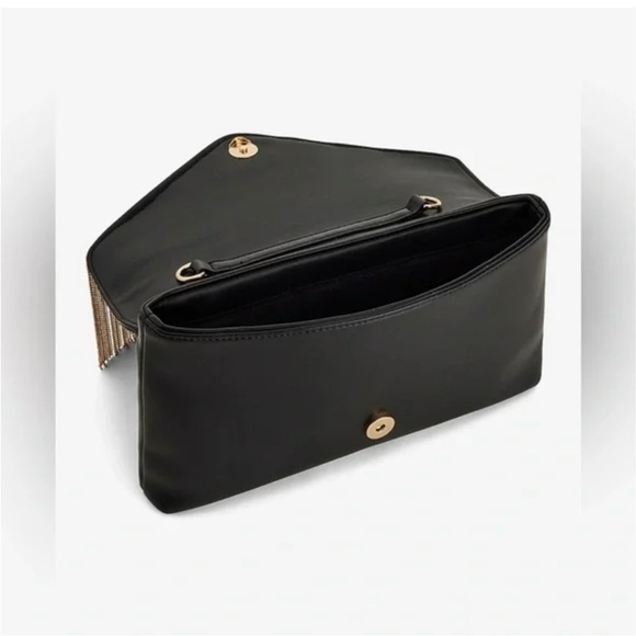 Express Gold Fringe Faux Leather Clutch Bag - Picture 6 of 12